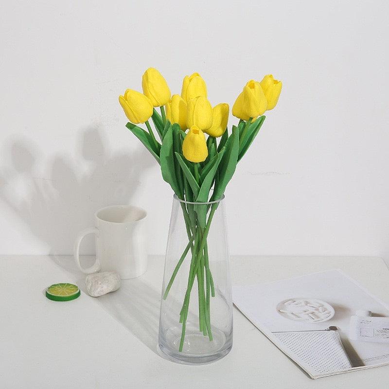 20pcs Artificial Tulip Silk Fake Flowers 13.5" for Mother's Day Easter Valentine’s Day Gifts Wedding Decorations - Hibrides