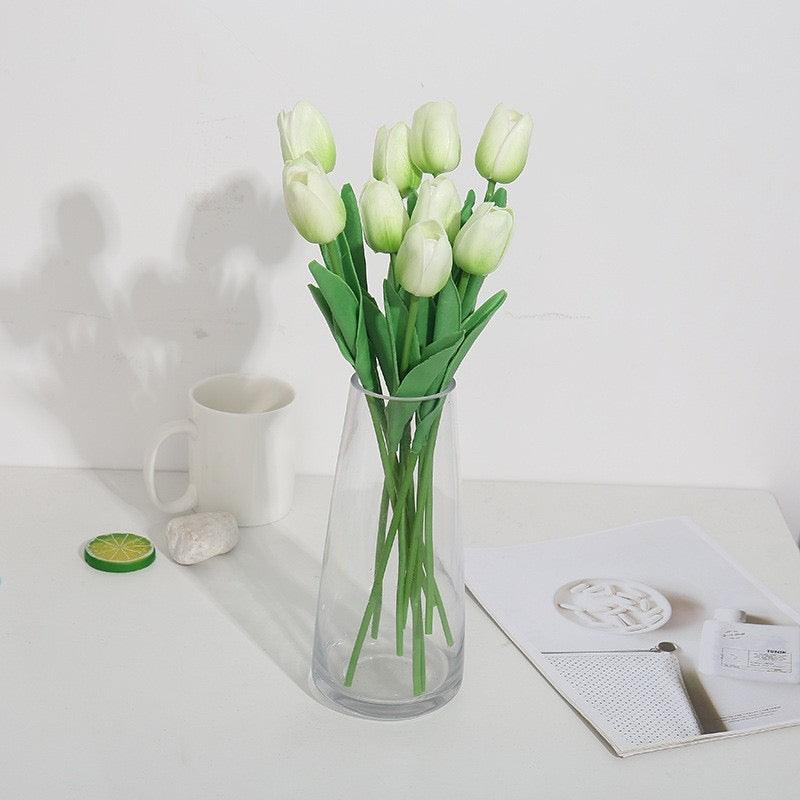 20pcs Artificial Tulip Silk Fake Flowers 13.5" for Mother's Day Easter Valentine’s Day Gifts Wedding Decorations - Hibrides