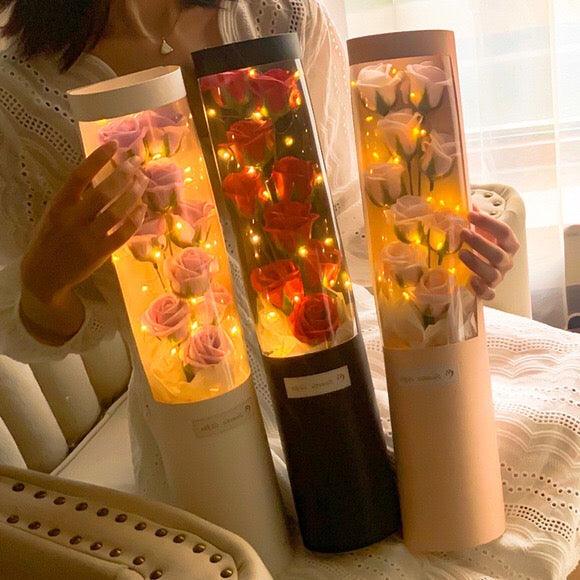 Artificial Flower Rose Gift Girl Valentine's Day LED Light Small Roses for Girl friend - Hibrides