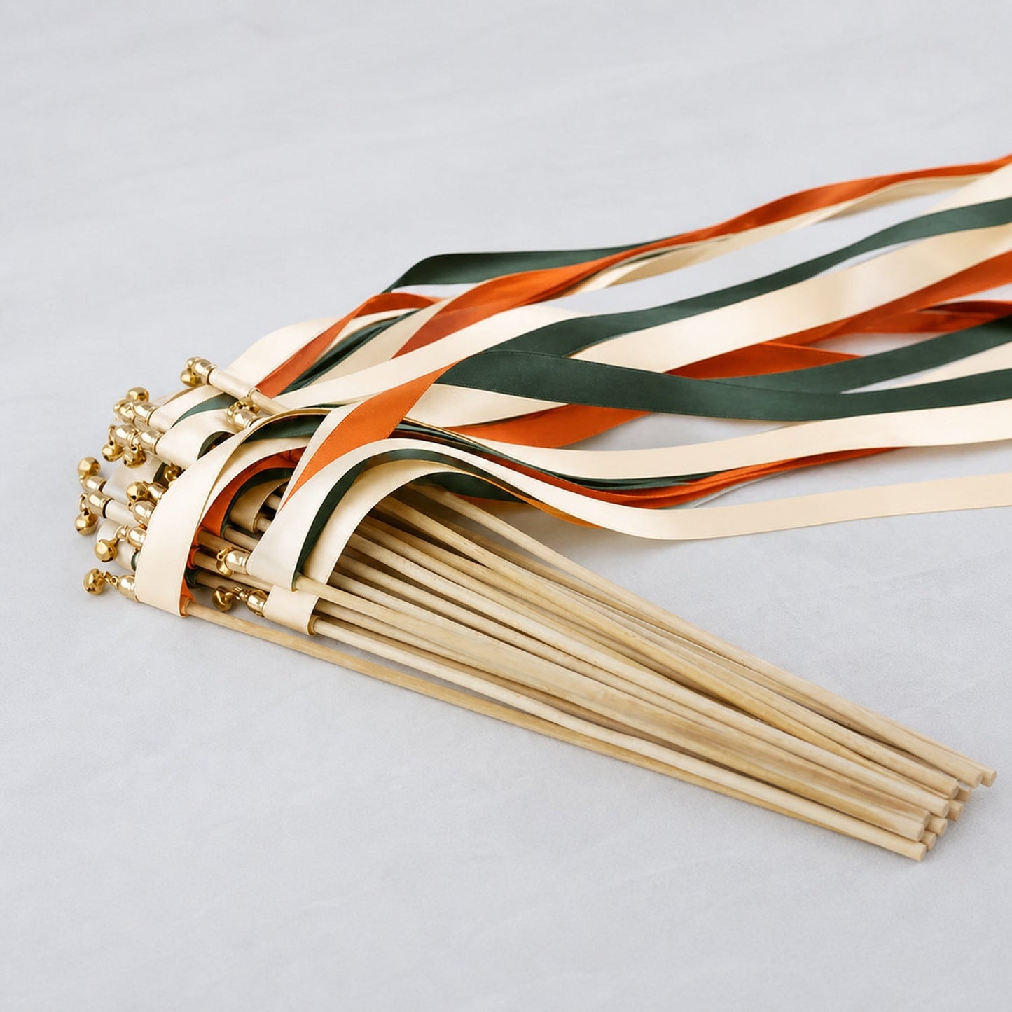 Handmade Forest Ember Wedding Send-Off Wands - Cream, Hunter and Burnt Orange