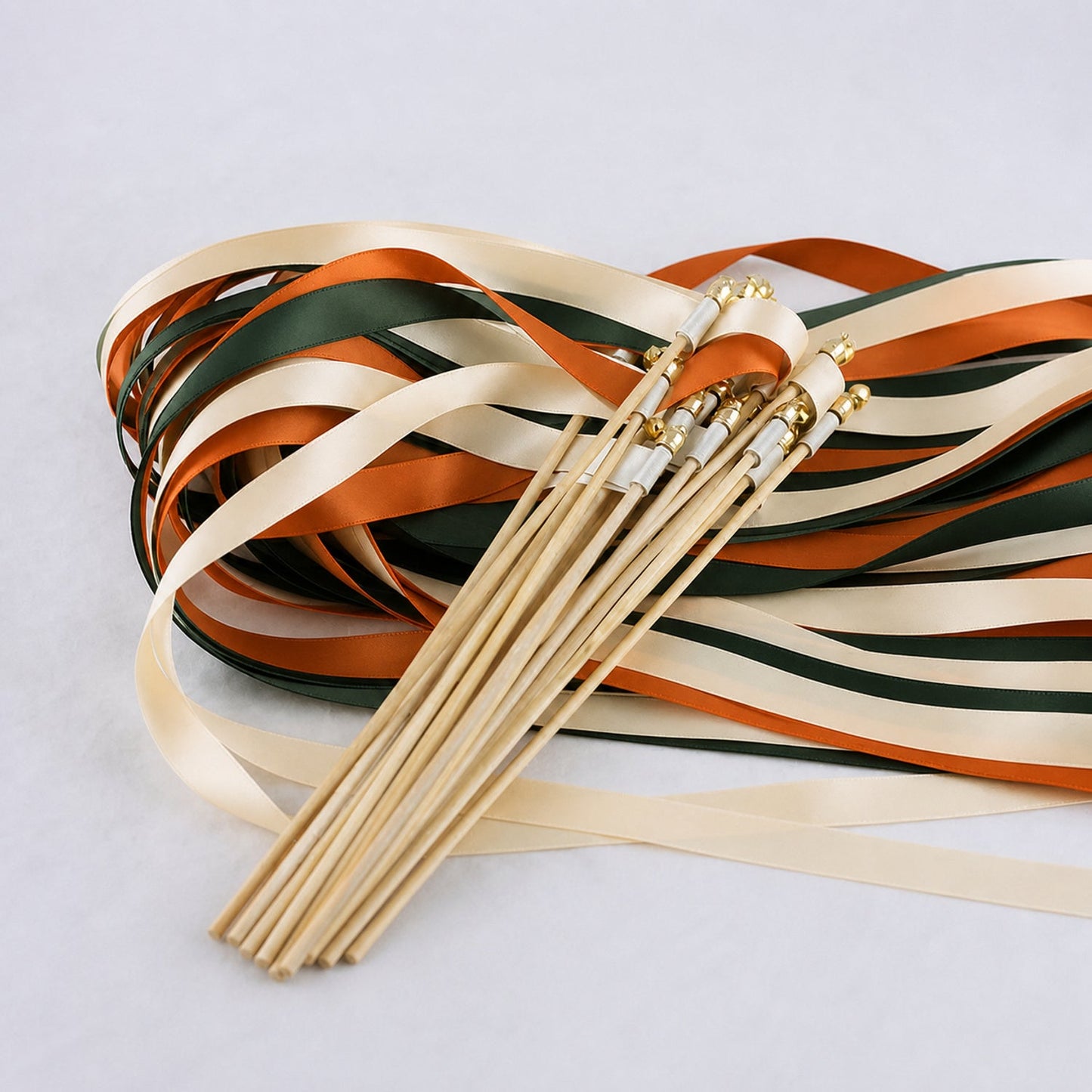 Handmade Forest Ember Wedding Send-Off Wands - Cream, Hunter and Burnt Orange