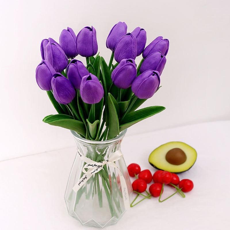 20pcs Artificial Tulip Silk Fake Flowers 13.5" for Mother's Day Easter Valentine’s Day Gifts Wedding Decorations - Hibrides