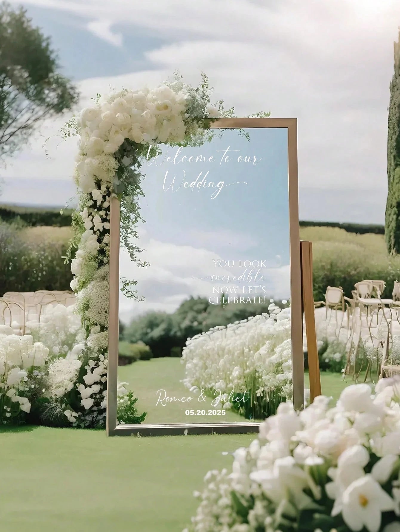 Custom Mirror Stickers Wedding Sign Decal Decor / You look incredible Wedding Signage Mirror Stickers Welcome To The Wedding