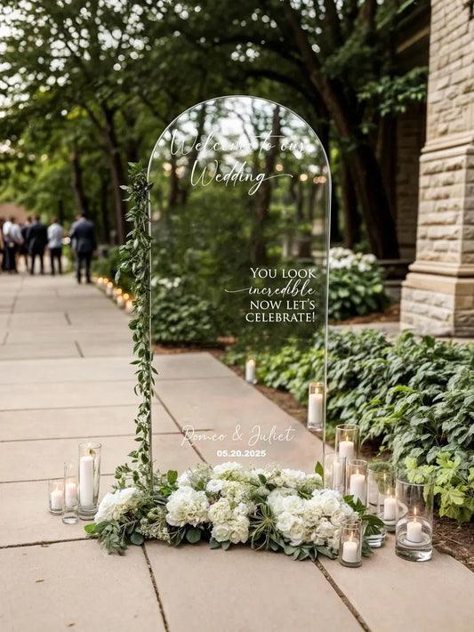 Custom Mirror Stickers Wedding Sign Decal Decor / You look incredible Wedding Signage Mirror Stickers Welcome To The Wedding