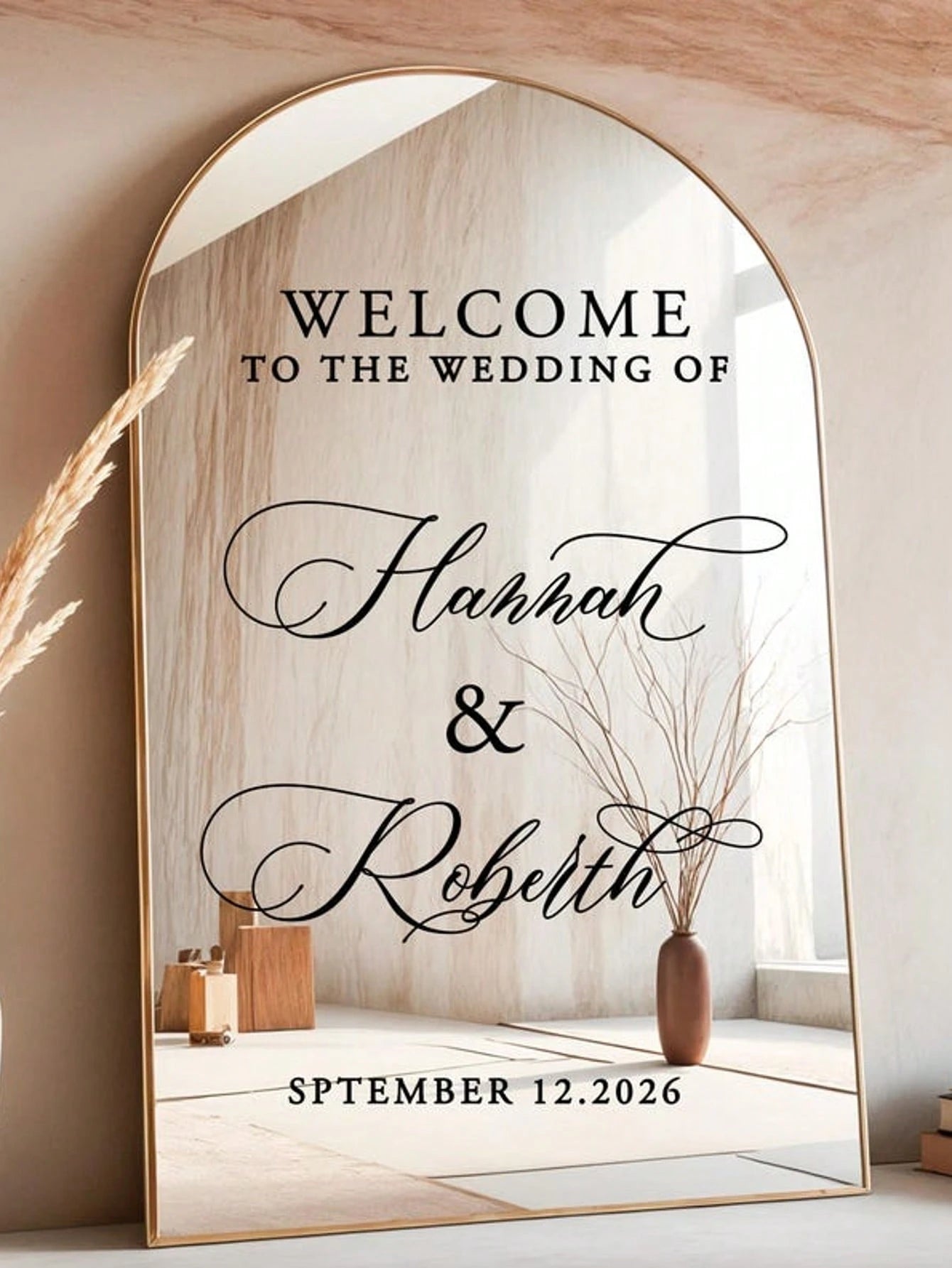 Mirror Decal Welcome To The Wedding Of Mirror Decal / Custom Mirror Lettering Decal Sticker