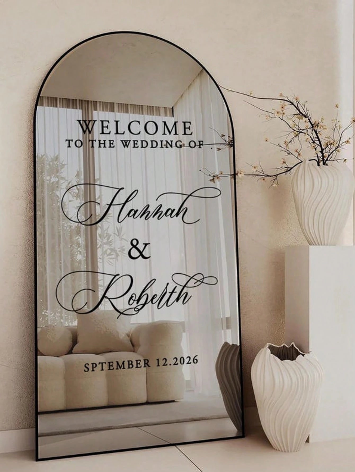 Mirror Decal Welcome To The Wedding Of Mirror Decal / Custom Mirror Lettering Decal Sticker