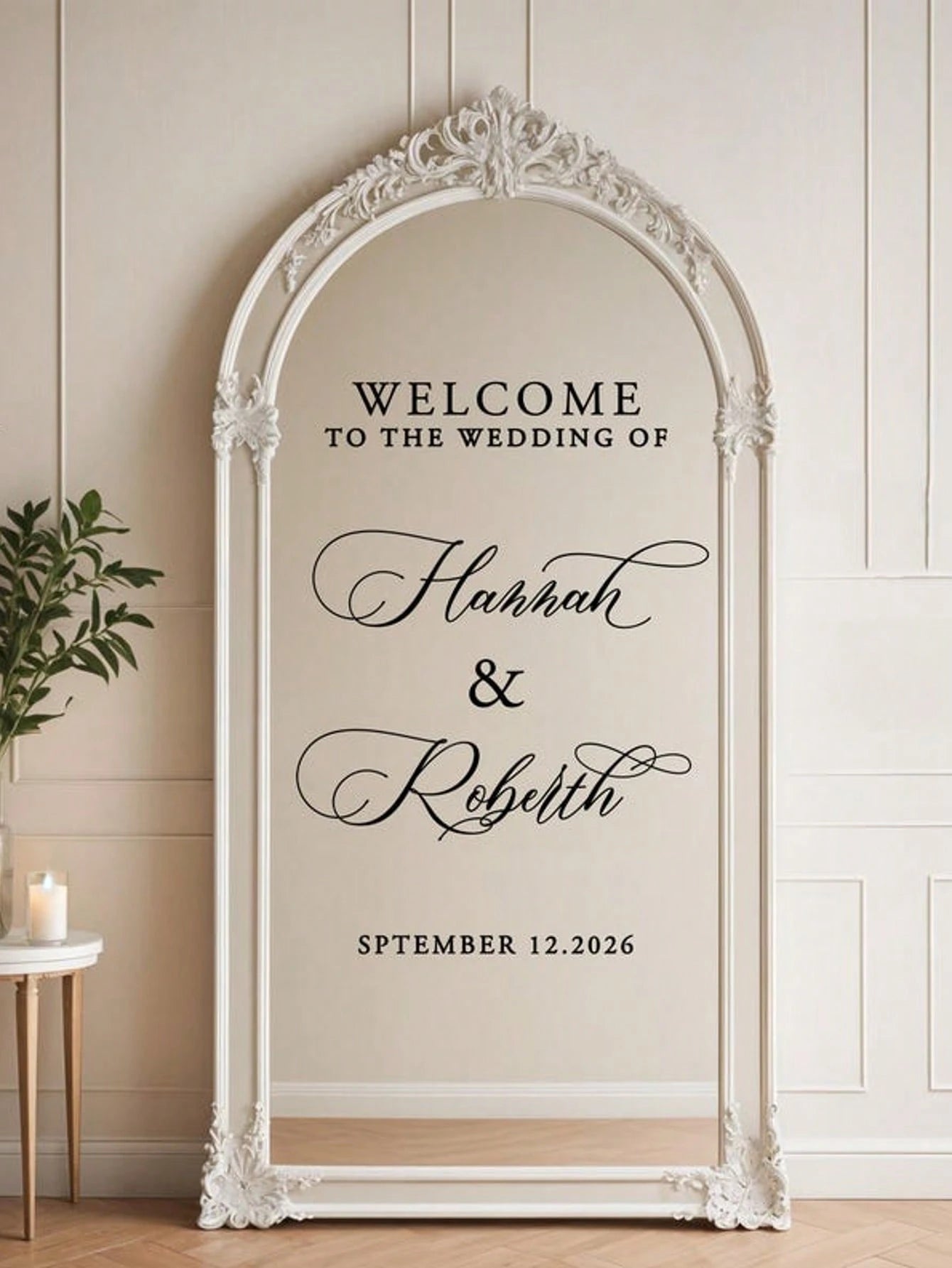 Mirror Decal Welcome To The Wedding Of Mirror Decal / Custom Mirror Lettering Decal Sticker