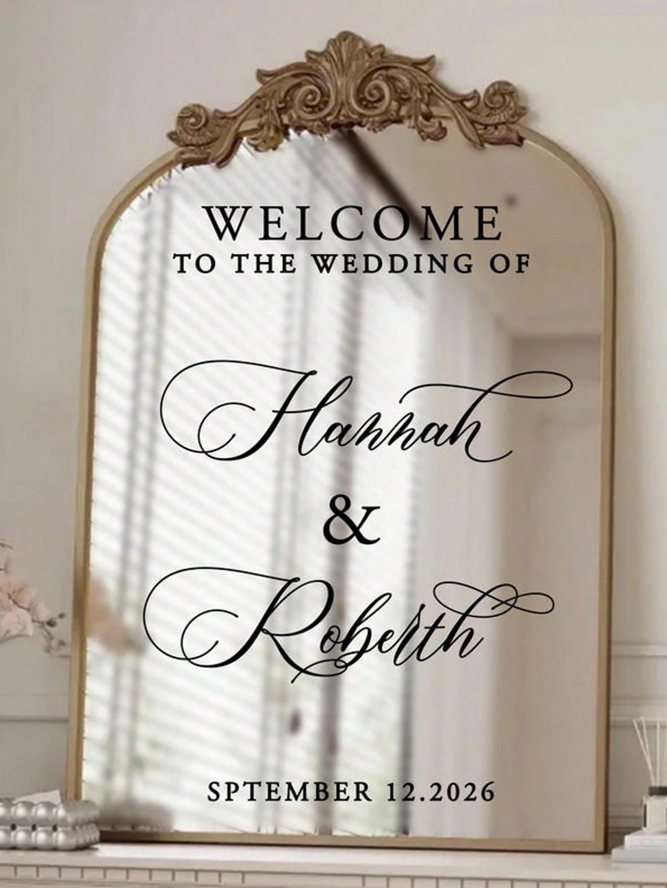 Mirror Decal Welcome To The Wedding Of Mirror Decal / Custom Mirror Lettering Decal Sticker