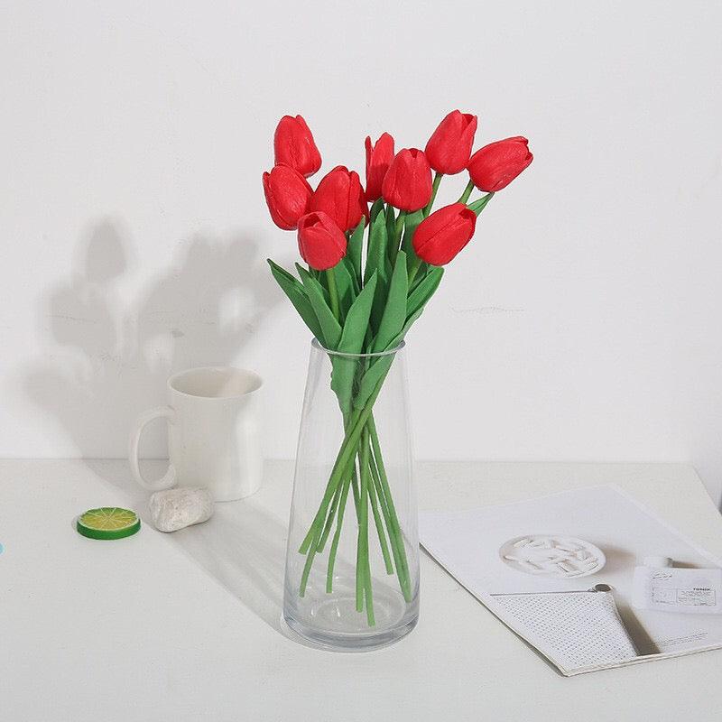 20pcs Artificial Tulip Silk Fake Flowers 13.5" for Mother's Day Easter Valentine’s Day Gifts Wedding Decorations - Hibrides
