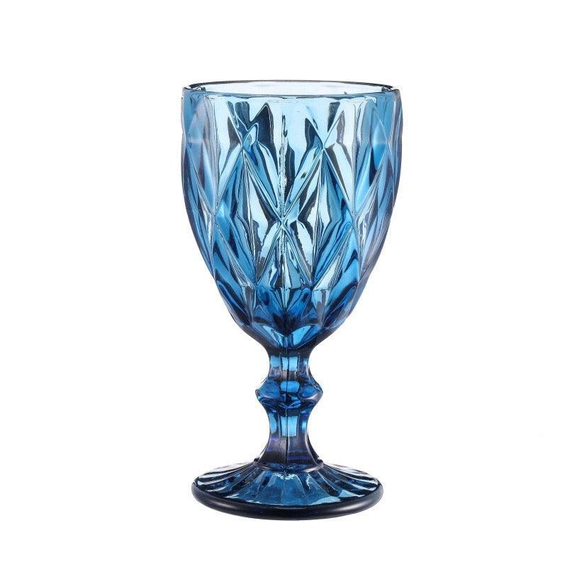 6 Pieces Vintage Wine Glasses Set, 8 Ounce Colored Glass Water Goblets for Wedding Reception - Gray / 1