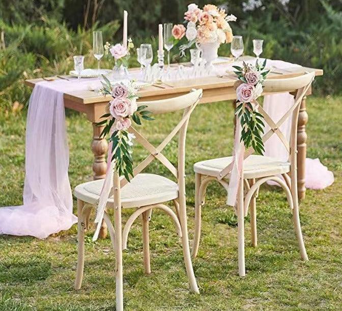 Set of 6 Pew Flowers for Wedding Aisle Decorations with Artificial Flowers for Wedding Reception - Hibrides