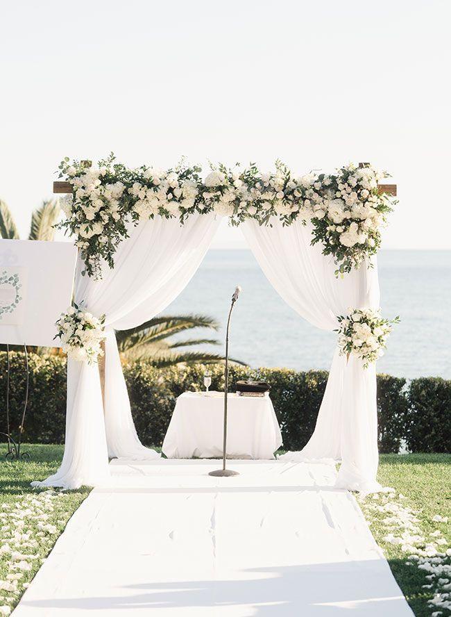 Wedding Arch Draping Fabric, 1 Panel White Drapes Sheer Backdrop Curtain for Wedding Ceremony Party Ceiling Decor - Hibrides