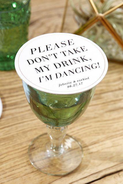 Please Don't Take My Drink, I'm Dancing Paper Beverage Coasters, 4-inch Round, White and Black Letterpress Cocktail Coasters, 100-Pack 