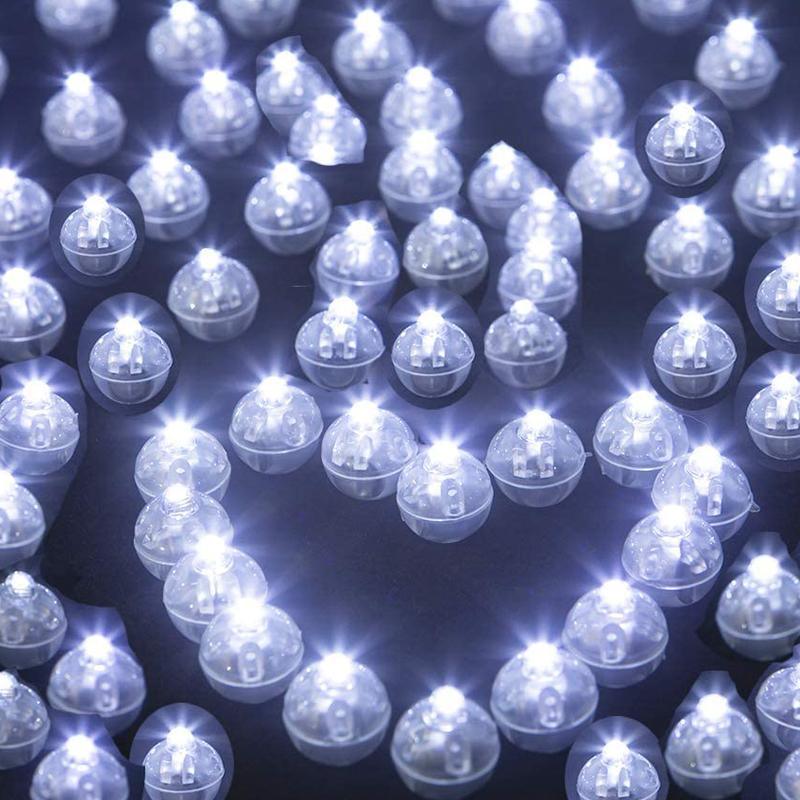 100 Pack | 12'' White Latex LED Light Up Balloons Glow Party Decor Ideas - Hibrides