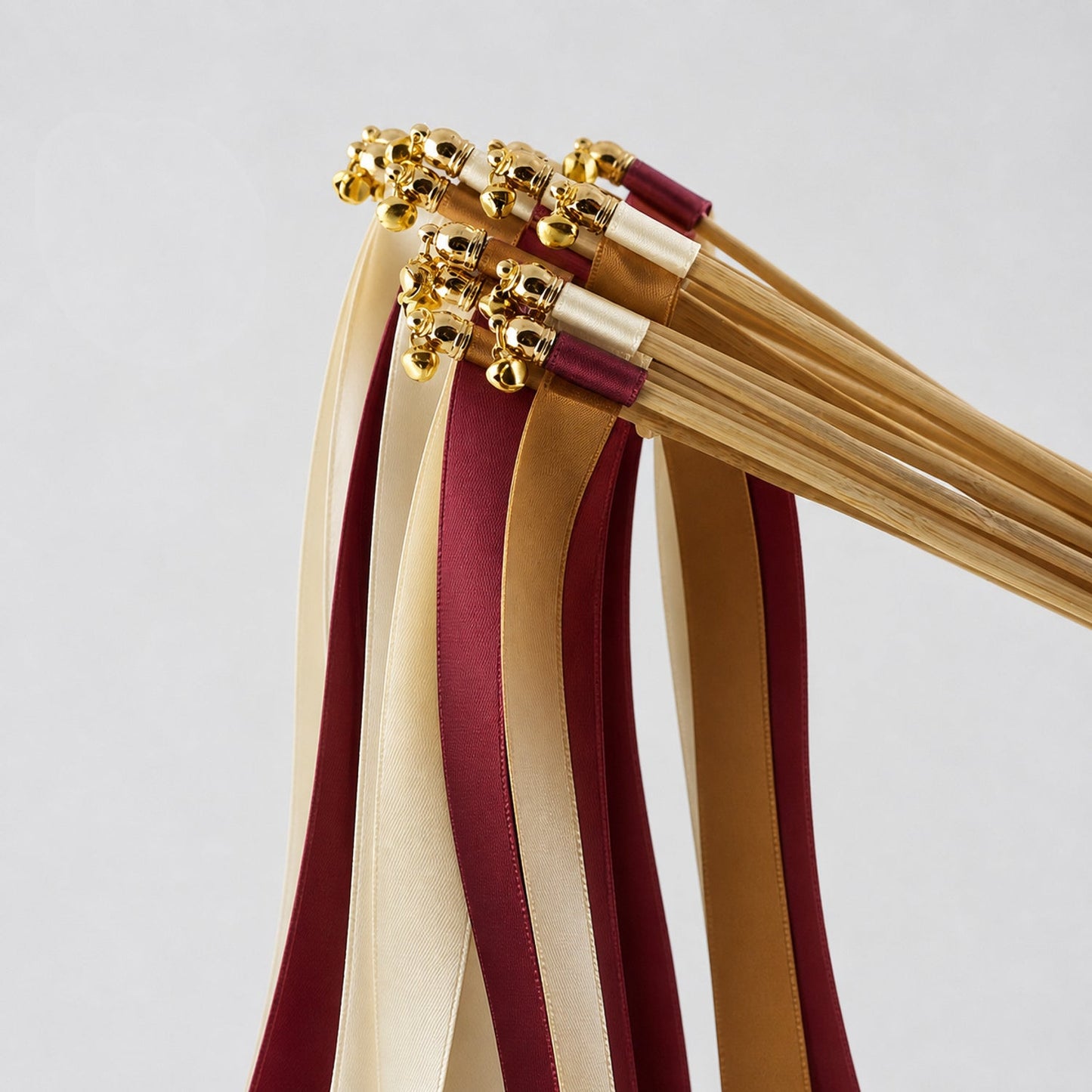 Handmade Ivory, Burgundy and Toffee Ribbon Wands