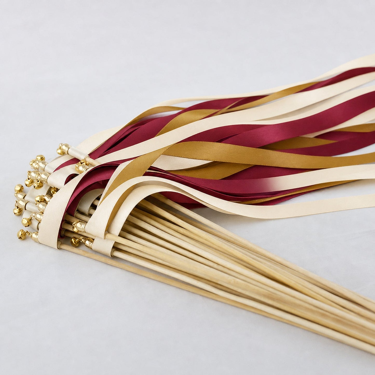 Handmade Vintage Wine Gold Wedding Send-Off Wands - Cream, Wine and Old Gold