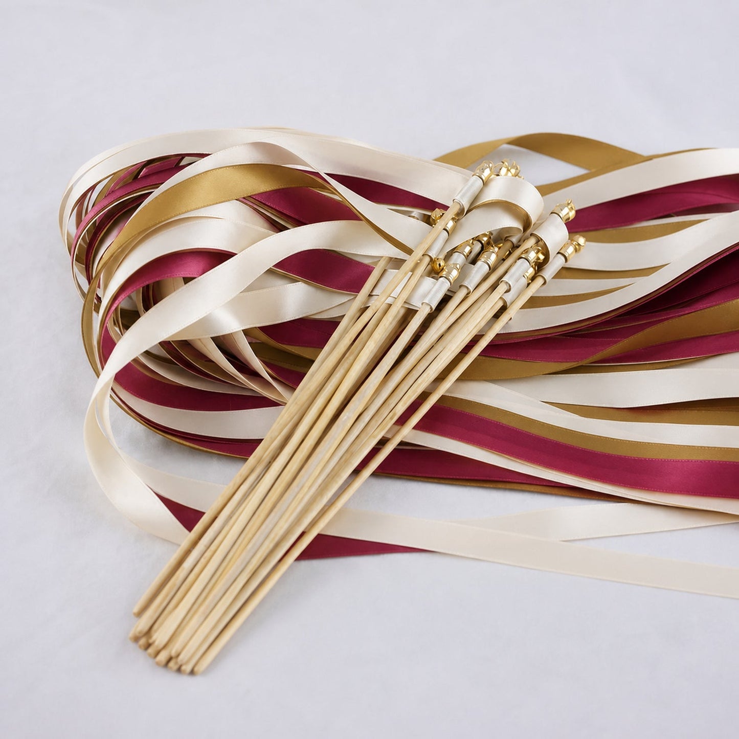 Handmade Vintage Wine Gold Wedding Send-Off Wands - Cream, Wine and Old Gold