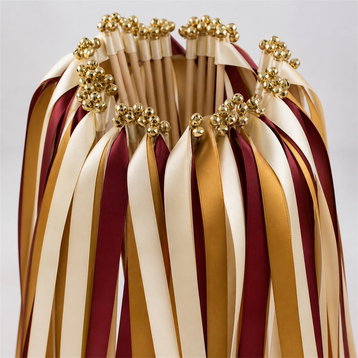 Handmade Vintage Wine Gold Wedding Send-Off Wands - Cream, Wine and Old Gold