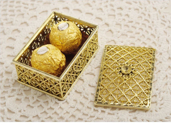 48pcs Wedding Favor Boxes,Wedding Table Decorations,Creative Candy Boxes,Hollowed Out Gold And Silver Favor Box