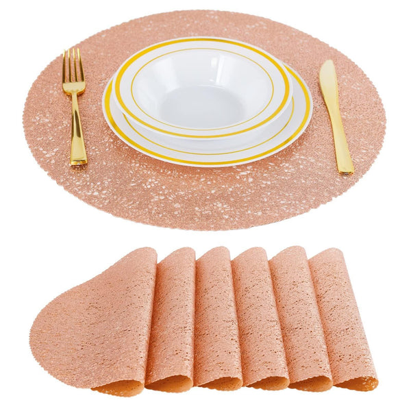 50 Pieces Reusable Glitter Place Mats Sparkle 14'' Round Table Mats for Wedding, Home Dining Tableware