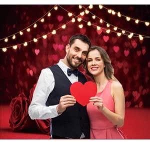 Valentine's Backdrop Red Rose Flower Love Hearts Photo Background Glitter Hearts Backdrops - Hibrides