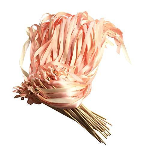 25 Pack Wedding Ribbon Wands with Triple Ribbon and Bell - Hibrides