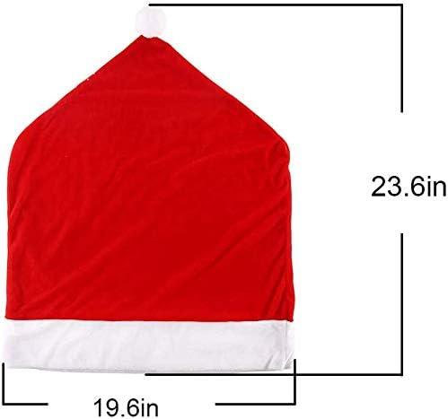 6PCS Christmas Chair Covers,Santa Claus Hat Slipcover Xmas Chair Back Cover for Christmas Dinning Room Decoration - Hibrides