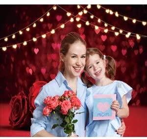 Valentine's Backdrop Red Rose Flower Love Hearts Photo Background Glitter Hearts Backdrops - Hibrides