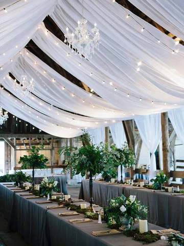 6 Panels White Wedding Ceiling Drapes Ceiling Drapes Chiffon Fabric Arch Draping Sheer Curtains Soft Drapery Draping Wedding Ceiling Decorations for Party Ceremony Stage Swag