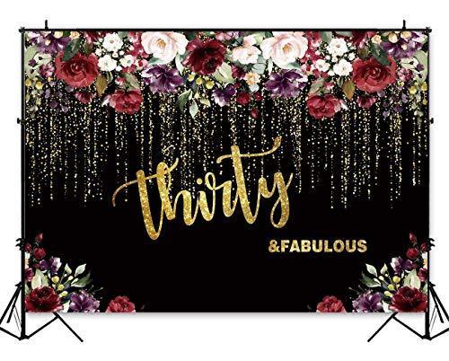 Flowers Gold 50th Birthday Party Backdrop Adult Lady Golden Glitter Photography Background - Hibrides