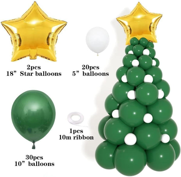 200PCS Christmas Balloons Garland Arch Kit Tree Red Green Metallic Golden White Latex Balloon for X-Mas Festival Birthday - Hibrides