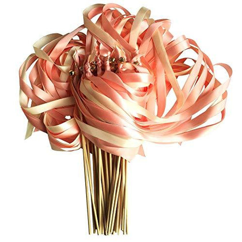 25 Pack Wedding Ribbon Wands with Triple Ribbon and Bell - Hibrides