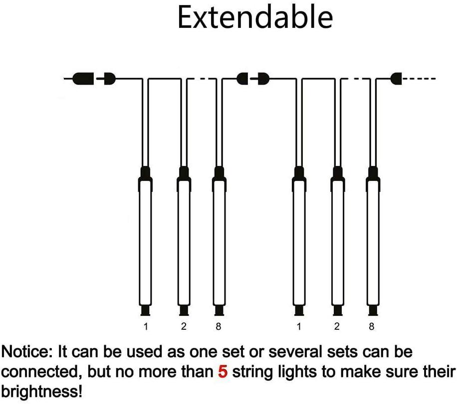 Christmas Lights Outdoor, Meteor Shower Lights Falling Rain Lights 12 inch 8 Tube 192 LED Snow Falling Icicle Cascading Lights for Xmas Tree - Hibrides