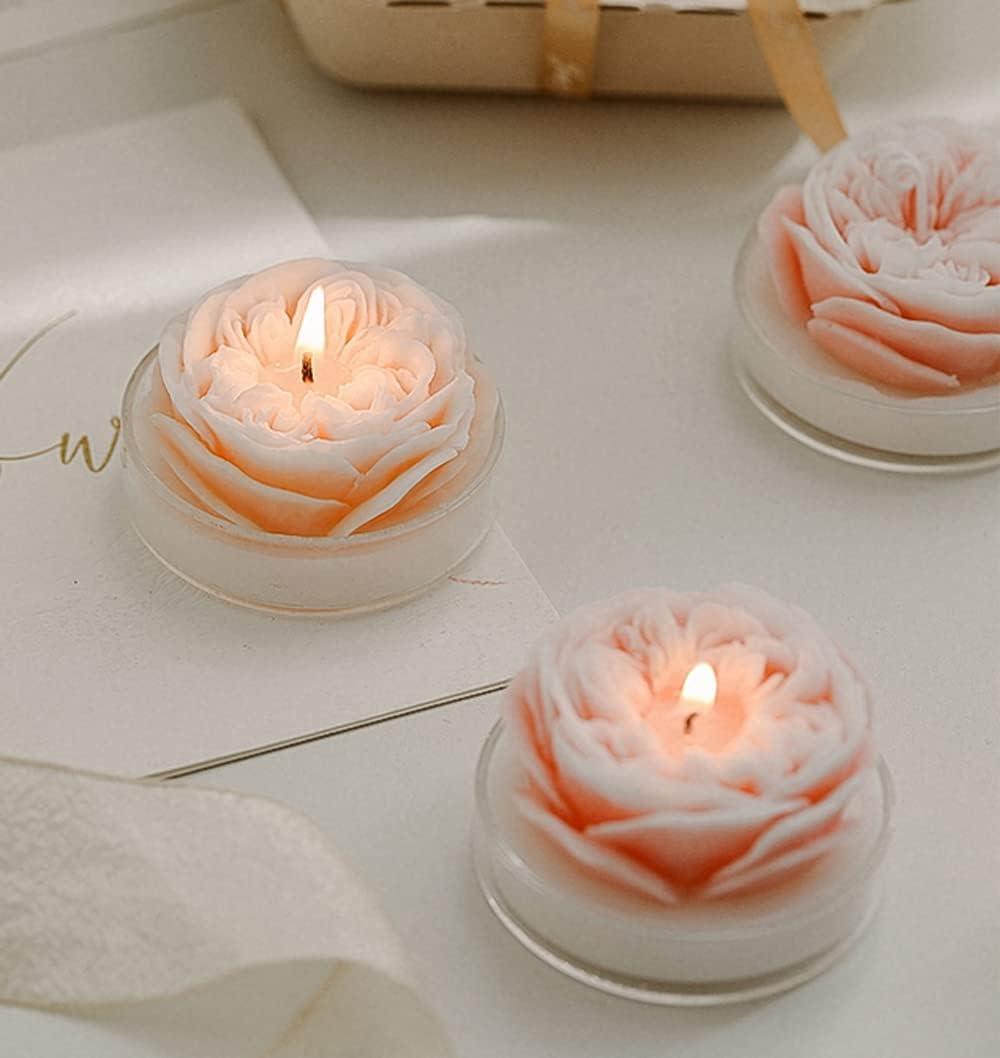 Set of 5 Rose Scented Candle,Handmade Aroma Soy Wax Decorative Candle for Valentine's Day - Hibrides