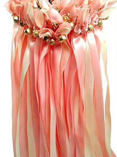25 Pack Wedding Ribbon Wands with Triple Ribbon and Bell - Hibrides