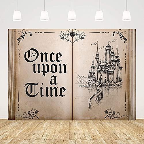 Fairy Tale Books Backdrop Old Opening Book Once Upon a Time Ancient Castle Princess Romantic Story Photo Background - Hibrides