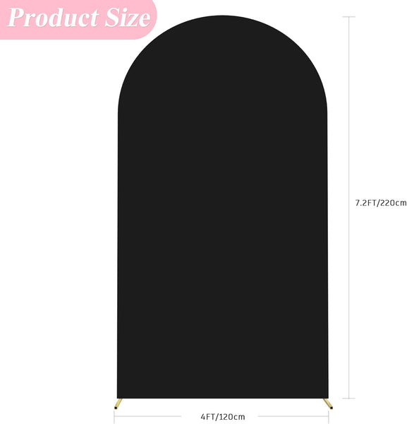 Black Spandex Fitted Arch Cover for Round Top Chiara Backdrop Stand Covers for Wedding Birthday Party Decoration