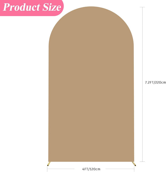 Khaki Spandex Fitted Arch Cover for Round Top Chiara Backdrop Stand Covers for Wedding Birthday Party Decoration