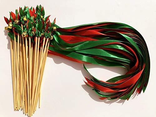 25 Pack Wedding Ribbon Wands with Triple Ribbon and Bell - Hibrides