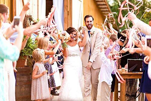 25 Pack Wedding Ribbon Wands with Triple Ribbon and Bell - Hibrides