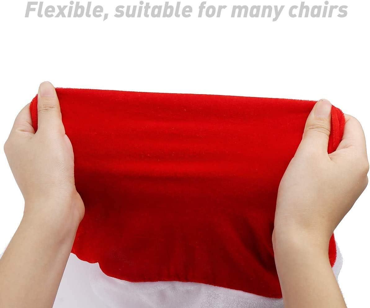 6PCS Christmas Chair Covers,Santa Claus Hat Slipcover Xmas Chair Back Cover for Christmas Dinning Room Decoration - Hibrides