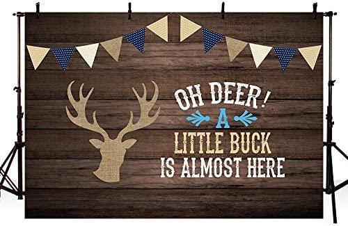 Oh Deer Boy Baby Shower Gray Rustic Wood Backdrops Birthday Party Decoration - Hibrides