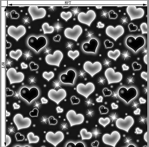 Black Heart Photo Backdrop Early 2000s Party Decorations Old School Backdrops Valentine's Day Glitter Heart - Hibrides