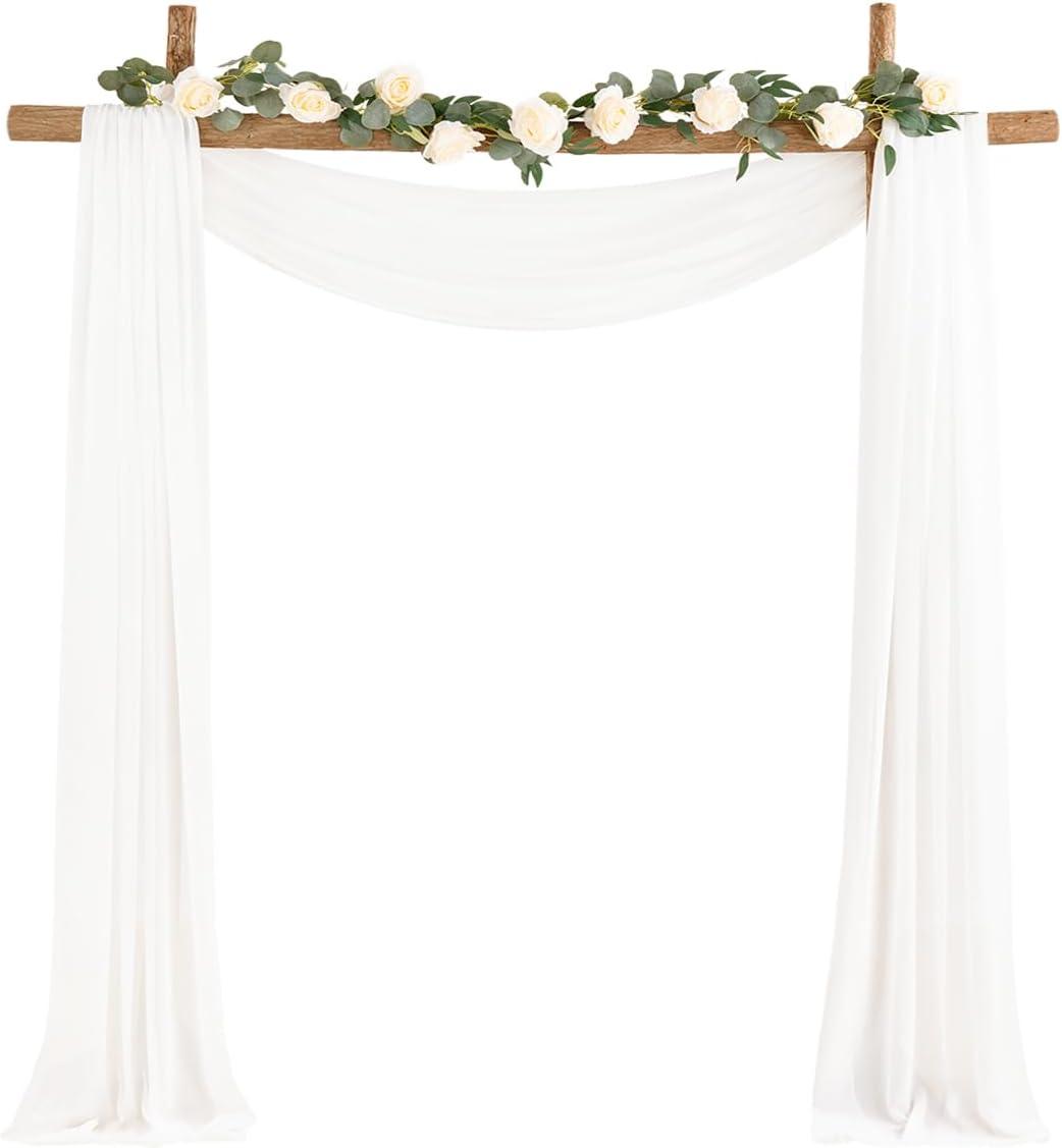 Wedding Arch Draping Fabric, 1 Panel White Drapes Sheer Backdrop Curtain for Wedding Ceremony Party Ceiling Decor - Hibrides