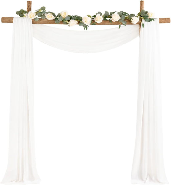 Wedding Arch Draping Fabric, 1 Panel White Drapes Sheer Backdrop Curtain for Wedding Ceremony Party Ceiling Decor