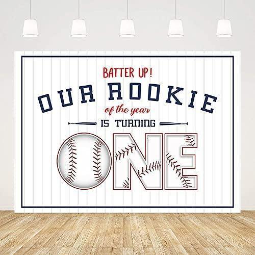 Baseball 1st Birthday Background for Party Photography Decorations White Stripe Photo Backdrop Booth - Hibrides