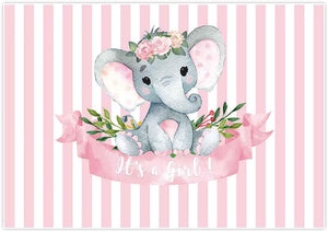 7x5ft It's a Girl Elephant Backdrop for Baby Shower Princess Newborn Birthday Decoration - Hibrides