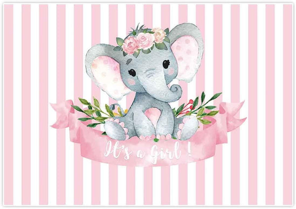 7x5ft It's a Girl Elephant Backdrop for Baby Shower Princess Newborn Birthday Decoration - Hibrides