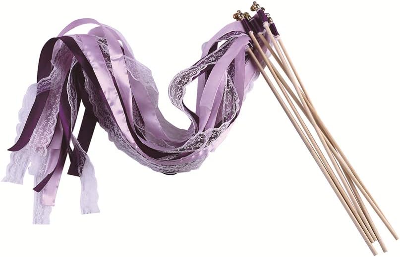 Handmade Lace Ribbon Stick Wands Christmas Birthday Party Streamers Wands Fairy Stick for Wedding