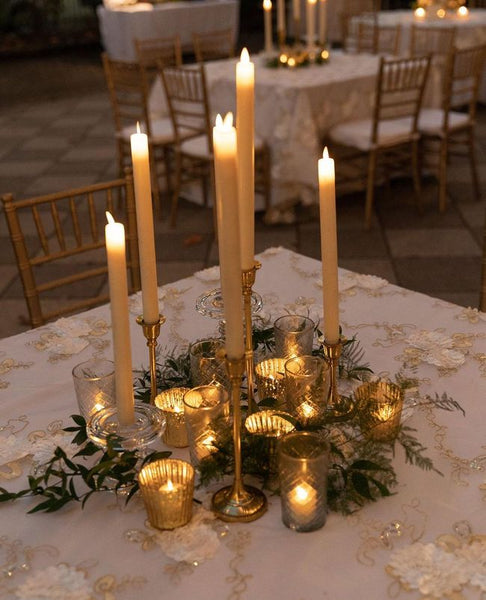 Gold Taper Candle Holder for Wedding Reception, Party, Fits 3/4 inch Thick Candle&Led Candles, Wedding Centerpieces - Hibrides